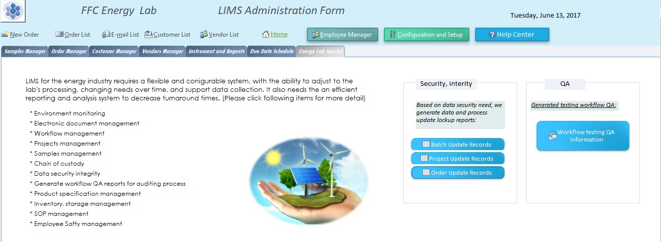 LIMS solution for energy labs